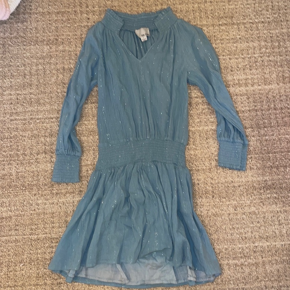 Chloe Oliver Light Blue dress with Silver Metallic Threading